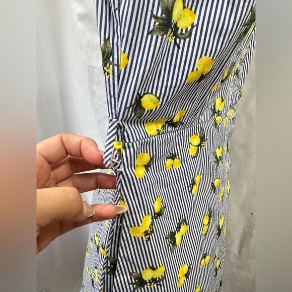 Chole + Rene striped lemon print button down dress size  PS - Picture 6 of 10